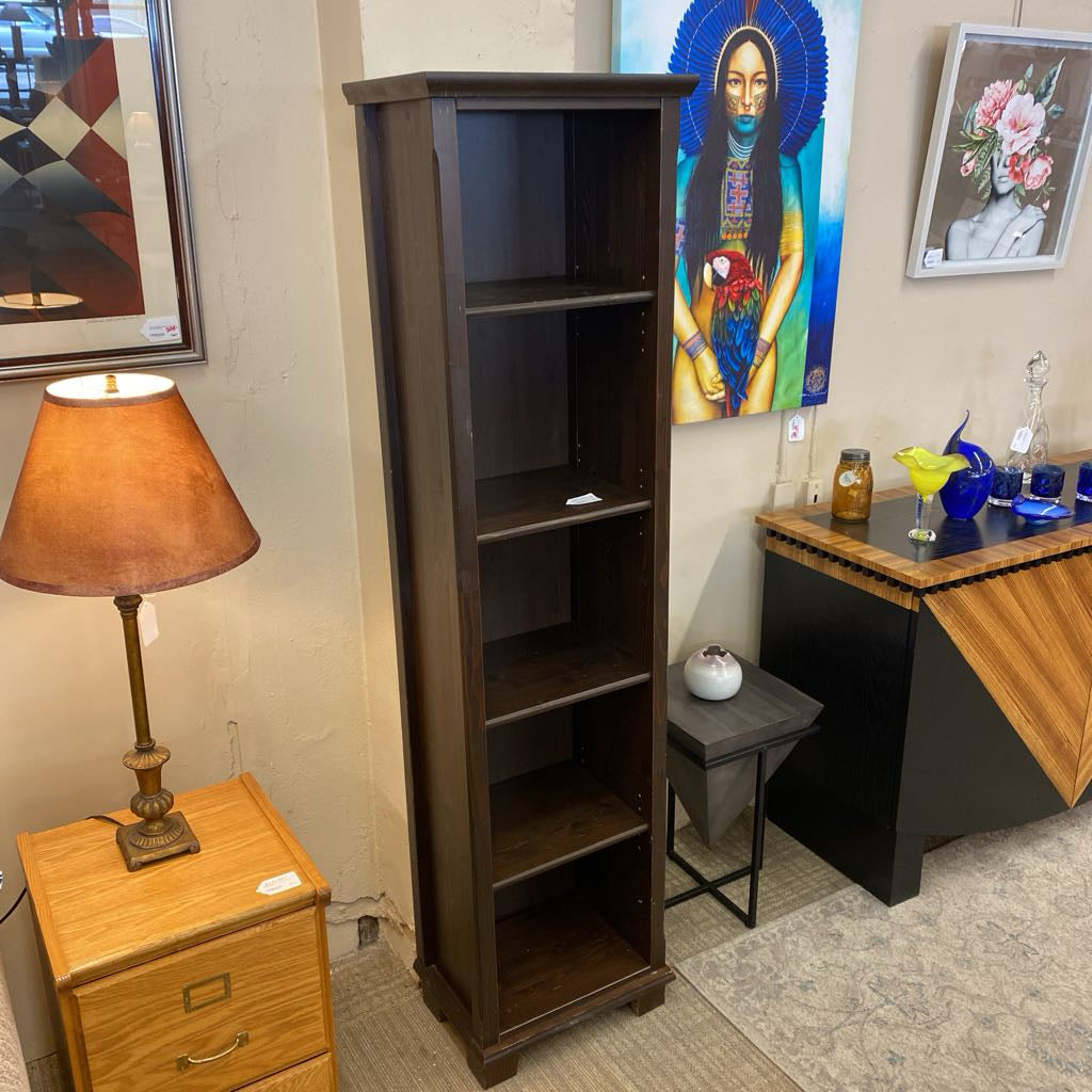 Dark Wood Narrow Bookcase C BOOKSHELVES