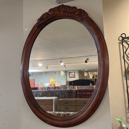 Oval Wood Carved Mirror