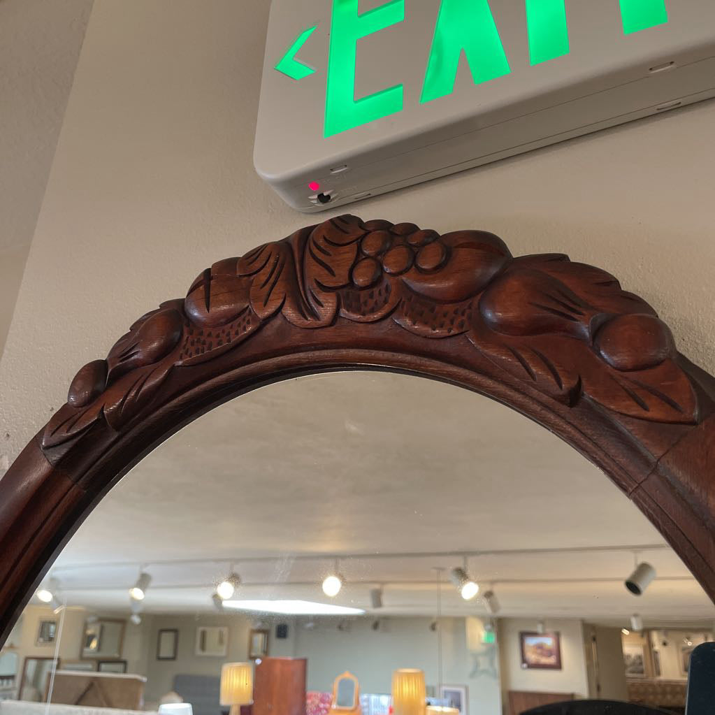 Oval Wood Carved Mirror