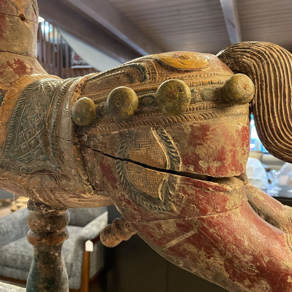 Wiid Painted Green, Gold & Red Horse Statue UNIQUE FINDS