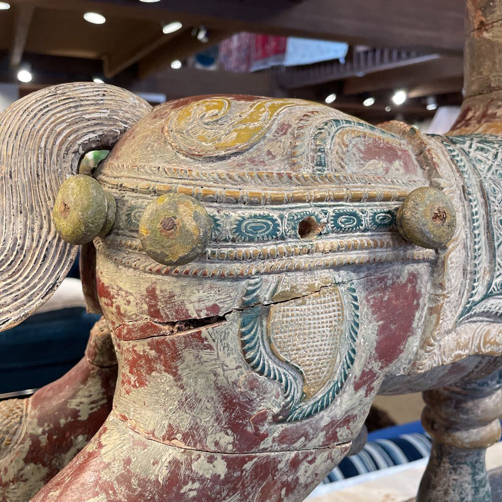 Wiid Painted Green, Gold & Red Horse Statue UNIQUE FINDS