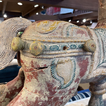 Wiid Painted Green, Gold & Red Horse Statue UNIQUE FINDS