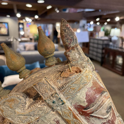 Wiid Painted Green, Gold & Red Horse Statue UNIQUE FINDS