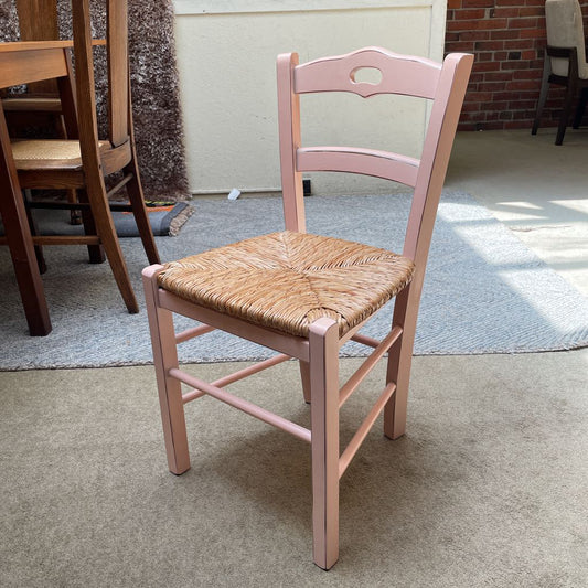PB Blush Pink & Wicker Child's Chair
