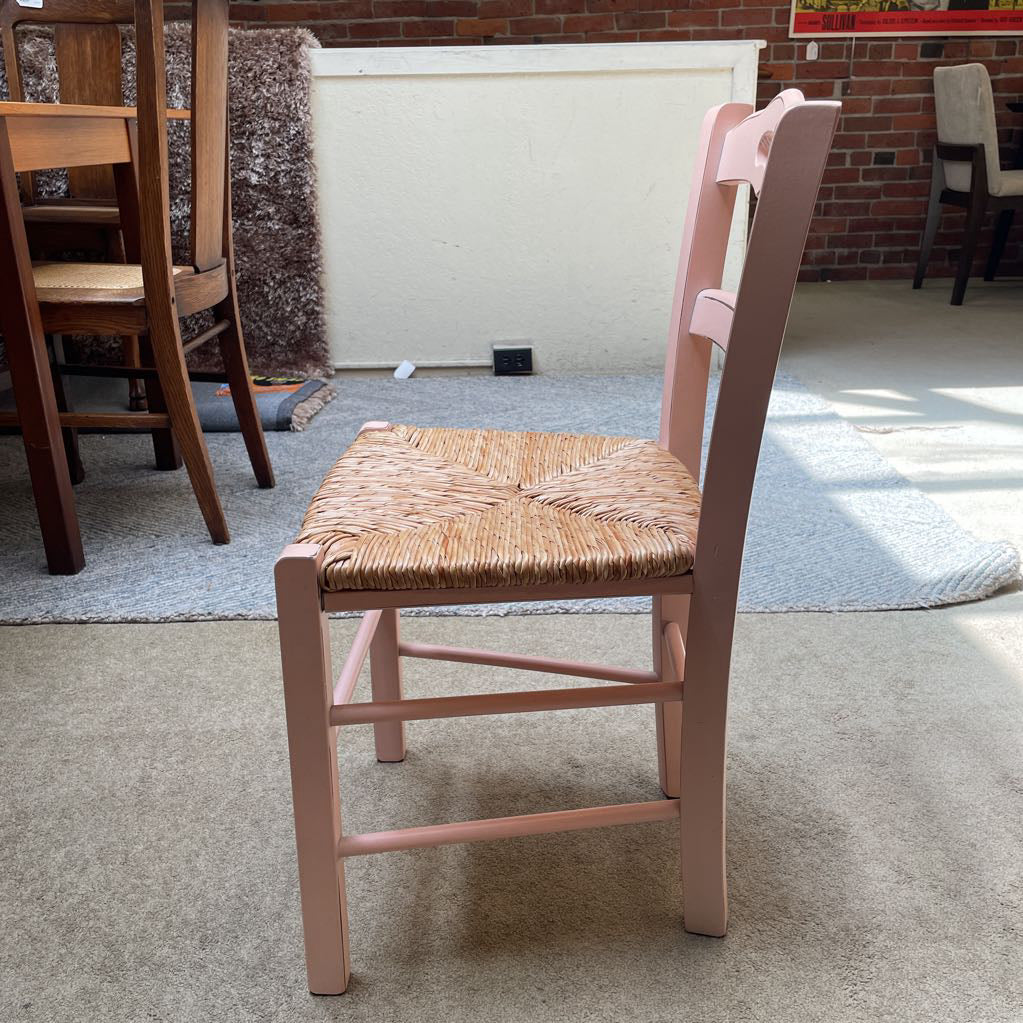 PB Blush Pink & Wicker Child's Chair