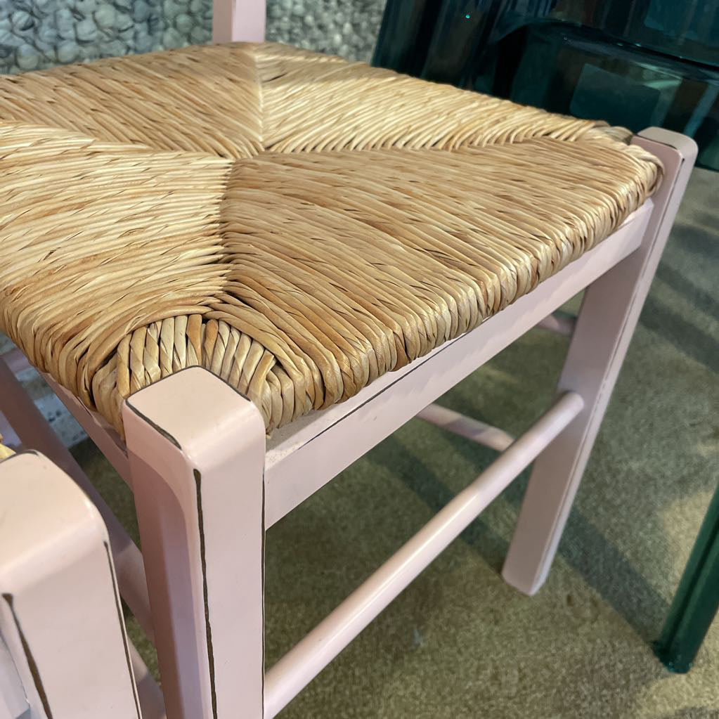 PB Blush Pink & Wicker Child's Chair