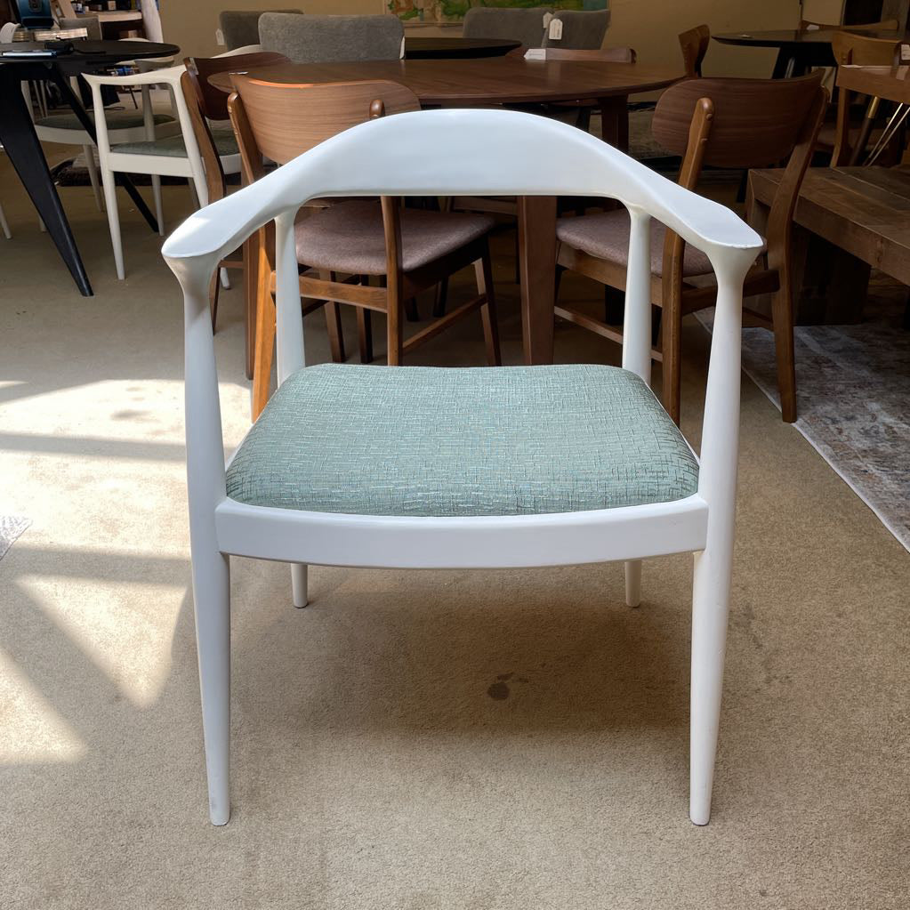 White with Blue-Green Upholstered Seat Armchair SET OF 4 U ACCENT CHAIRS