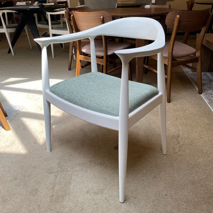 White with Blue-Green Upholstered Seat Armchair SET OF 4 U ACCENT CHAIRS