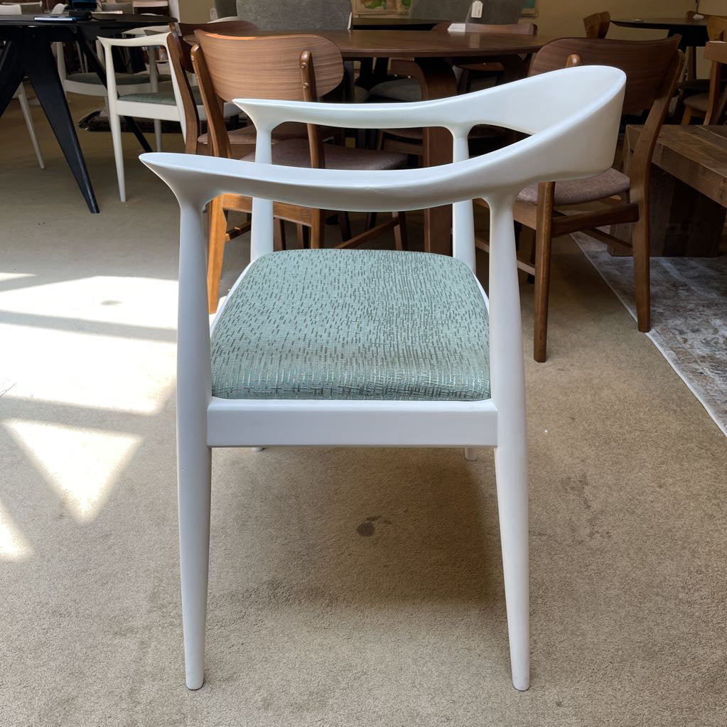 White with Blue-Green Upholstered Seat Armchair SET OF 4 U ACCENT CHAIRS