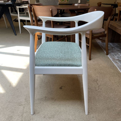 White with Blue-Green Upholstered Seat Armchair SET OF 4 U ACCENT CHAIRS