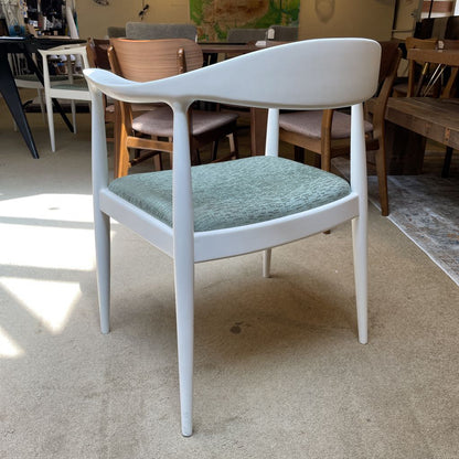 White with Blue-Green Upholstered Seat Armchair SET OF 4 U ACCENT CHAIRS