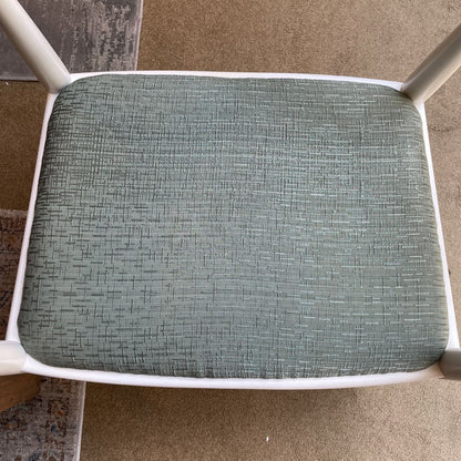 White with Blue-Green Upholstered Seat Armchair SET OF 4 U ACCENT CHAIRS