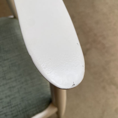 White with Blue-Green Upholstered Seat Armchair SET OF 4 U ACCENT CHAIRS