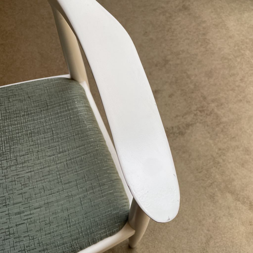 White with Blue-Green Upholstered Seat Armchair SET OF 4 U ACCENT CHAIRS