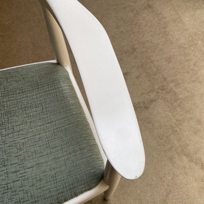White with Blue-Green Upholstered Seat Armchair SET OF 4 U ACCENT CHAIRS