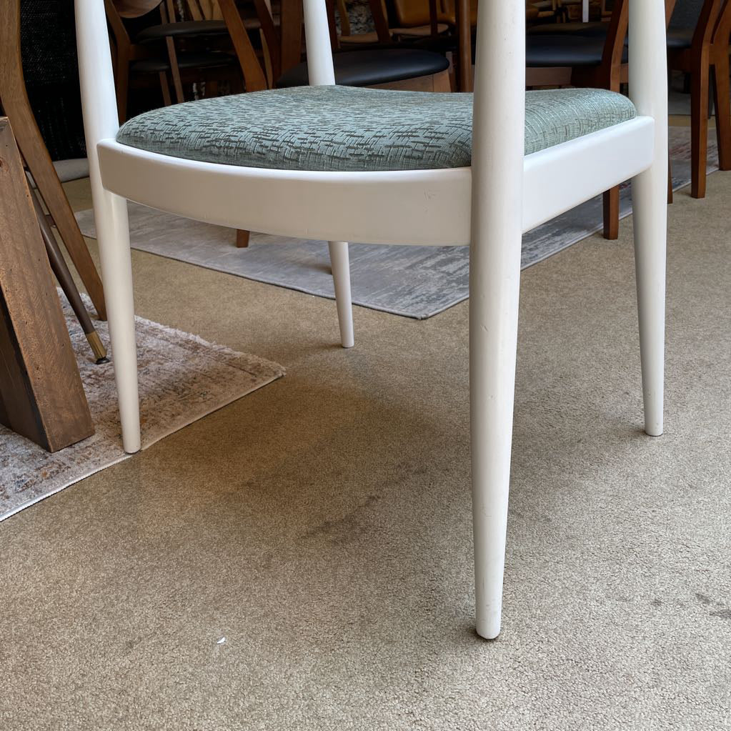 White with Blue-Green Upholstered Seat Armchair SET OF 4 U ACCENT CHAIRS