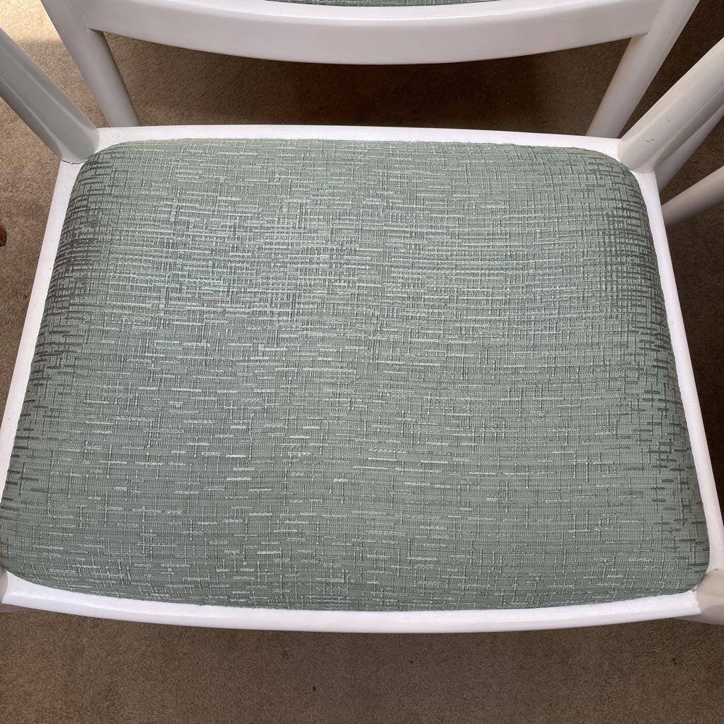 White with Blue-Green Upholstered Seat Armchair SET OF 4 U ACCENT CHAIRS