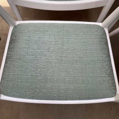 White with Blue-Green Upholstered Seat Armchair SET OF 4 U ACCENT CHAIRS