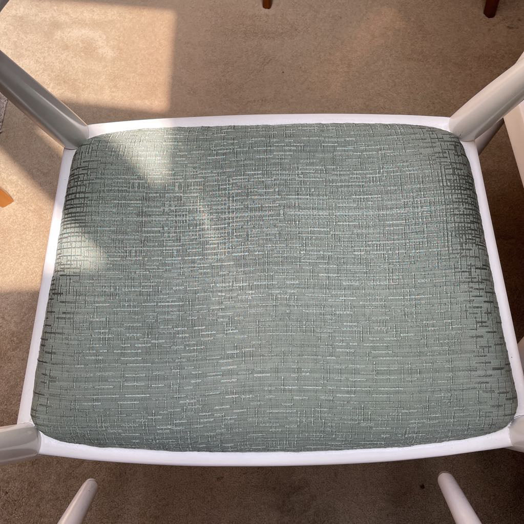 White with Blue-Green Upholstered Seat Armchair SET OF 4 U ACCENT CHAIRS