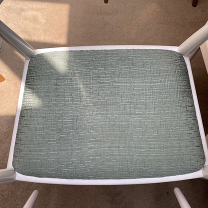 White with Blue-Green Upholstered Seat Armchair SET OF 4 U ACCENT CHAIRS
