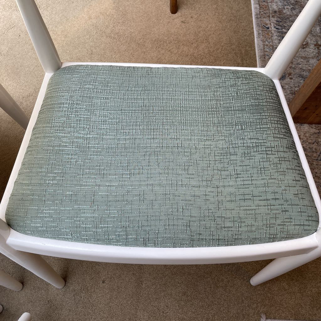 White with Blue-Green Upholstered Seat Armchair SET OF 4 U ACCENT CHAIRS