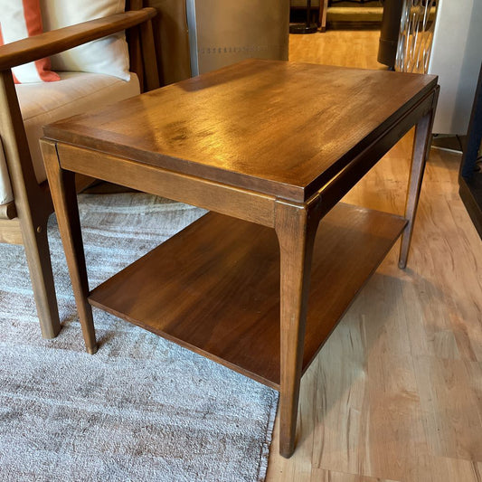 Lane Walnut 2 Tier MCM Rectangular End Table