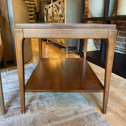 Lane Walnut 2 Tier MCM Rectangular End Table