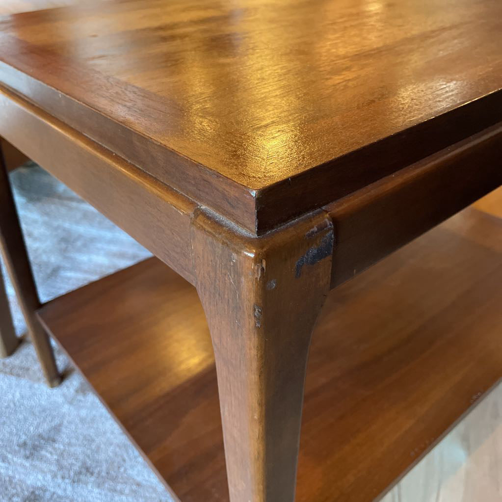 Lane Walnut 2 Tier MCM Rectangular End Table