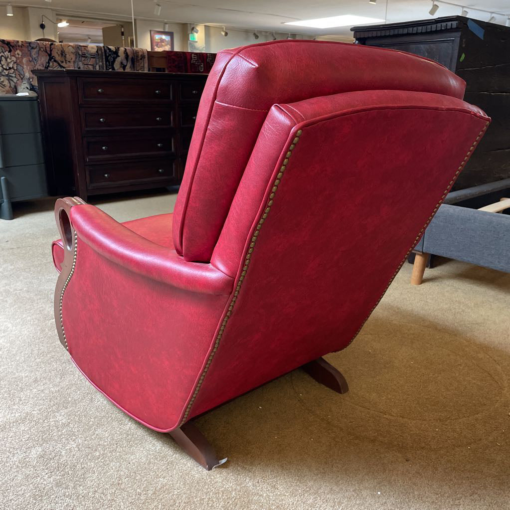 Vintage Oxblood Leather Clawfoot Rocker Chair