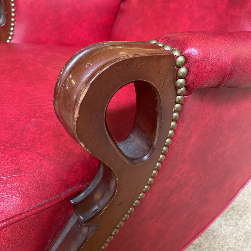 Vintage Oxblood Leather Clawfoot Rocker Chair