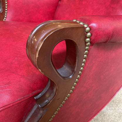 Vintage Oxblood Leather Clawfoot Rocker Chair