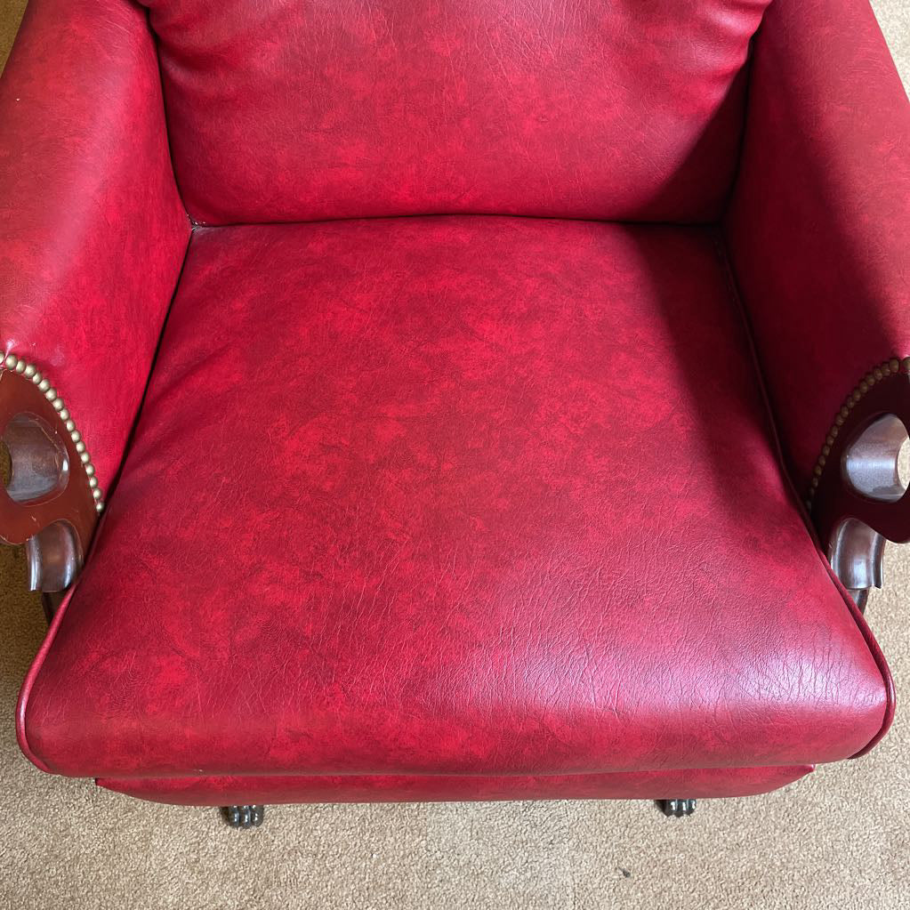 Vintage Oxblood Leather Clawfoot Rocker Chair