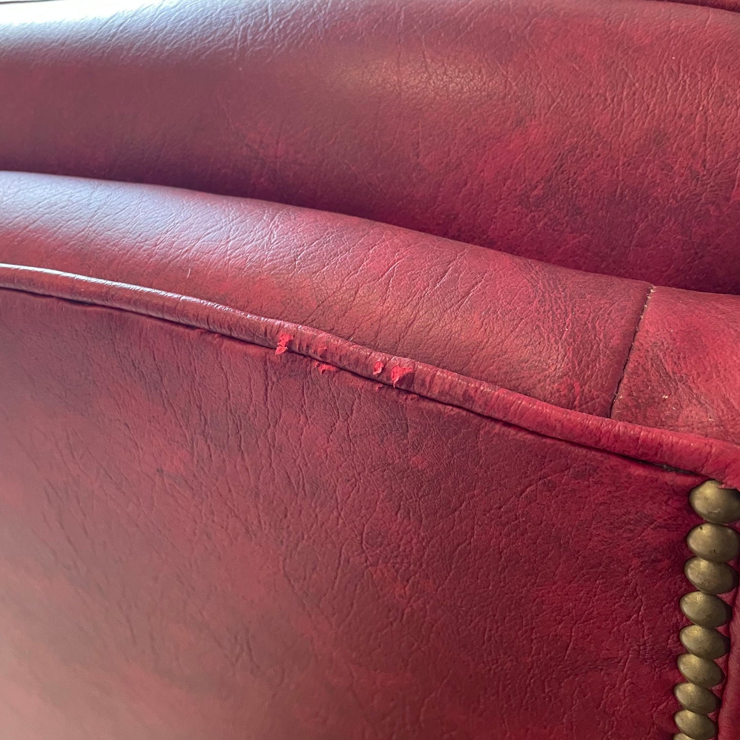 Vintage Oxblood Leather Clawfoot Rocker Chair
