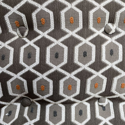 Geometric White & Gray/Brown Tufted Upholstry Slipper Chair