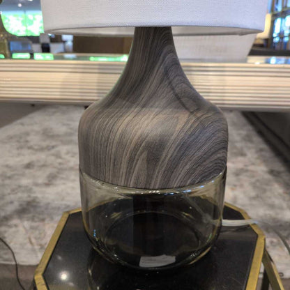 Smoke Glass and Wood Table Lamp
