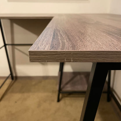 Small L Shaped Faux Wood Metal Desk