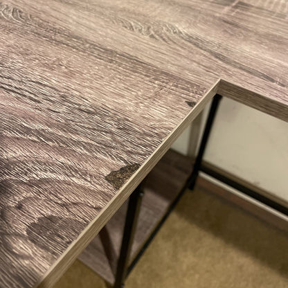 Small L Shaped Faux Wood Metal Desk
