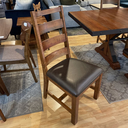 Rustic Industrial Expanding Trestle Studded Metal Dining Table SET w/ 4 Leather Chairs & Bench