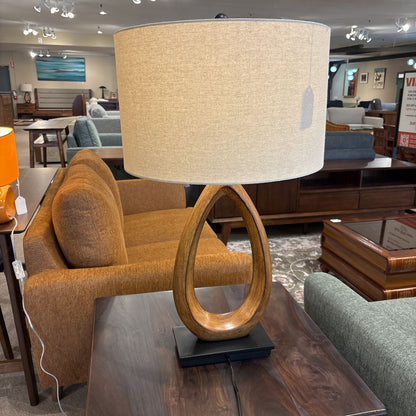 Oval Wood Table Lamp