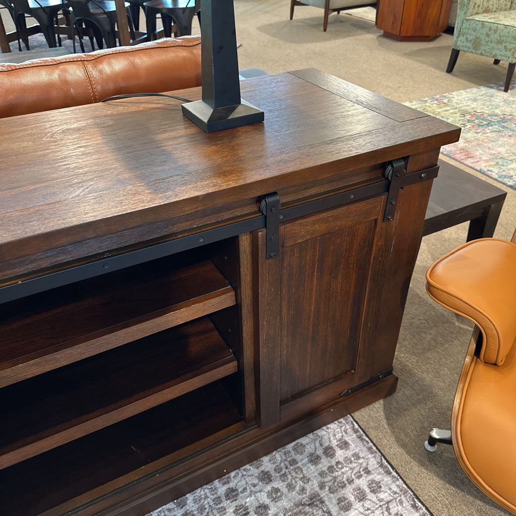 Rustic Sliding Door Media Stand