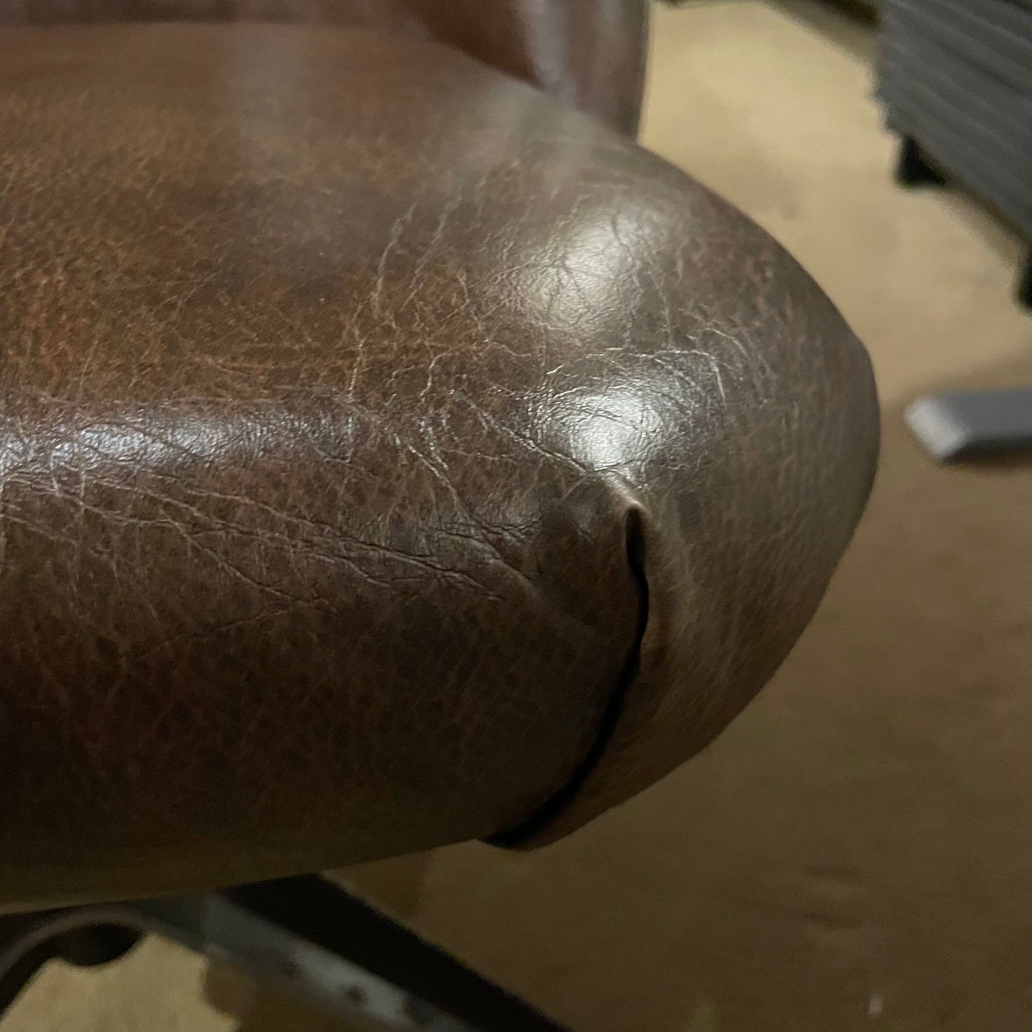 Vintage Brown Leather Tufted Back Office Chair on Casters