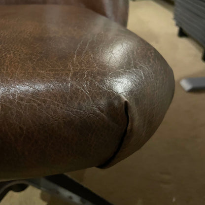 Vintage Brown Leather Tufted Back Office Chair on Casters