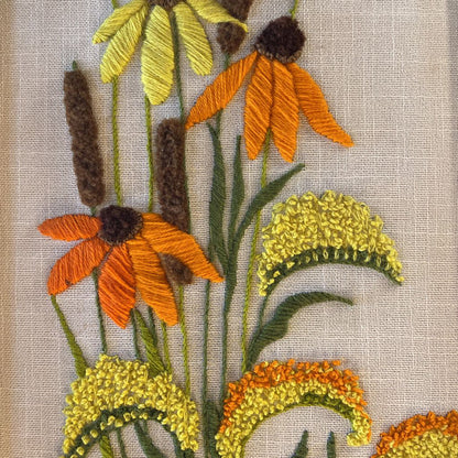 Embroidered Yellow and Orange Floral Art
