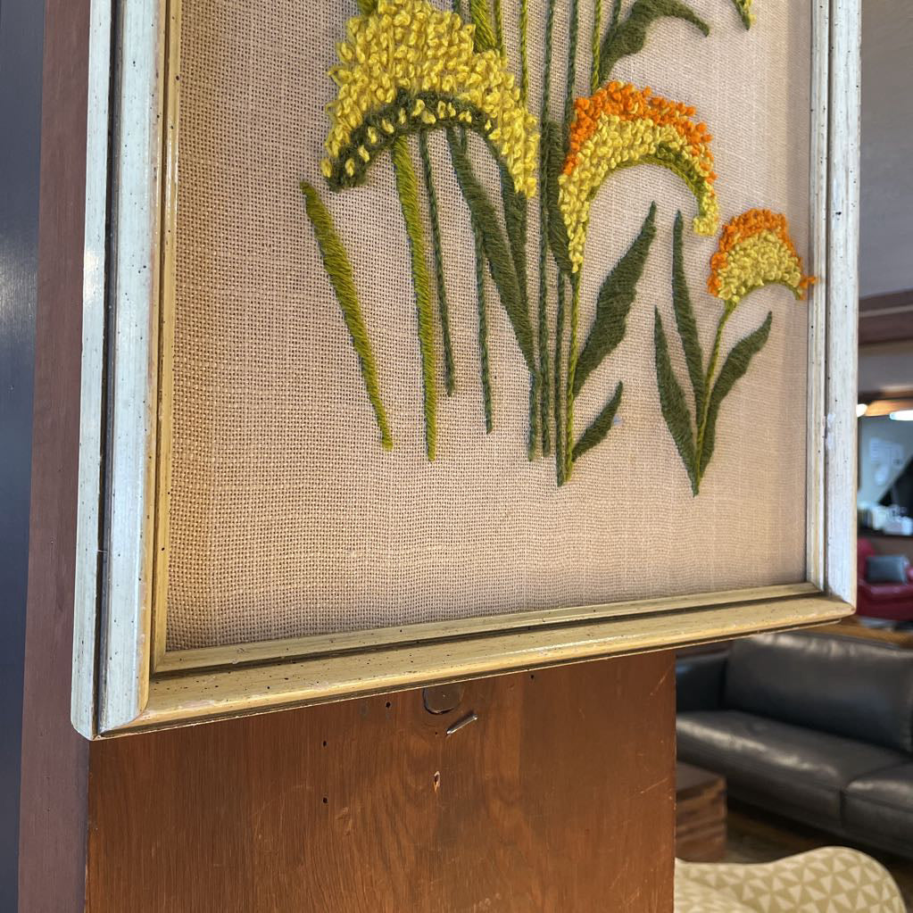 Embroidered Yellow and Orange Floral Art