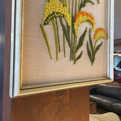 Embroidered Yellow and Orange Floral Art