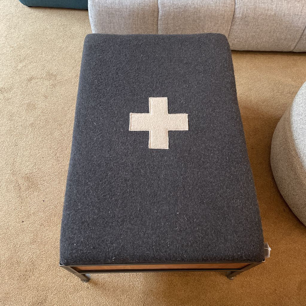 Danish Army Blanket Coffee Table w/ Wine Crate Drawers