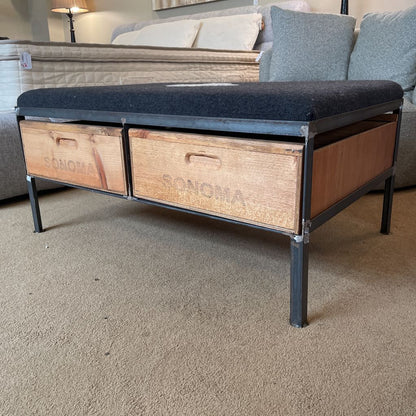 Danish Army Blanket Coffee Table w/ Wine Crate Drawers