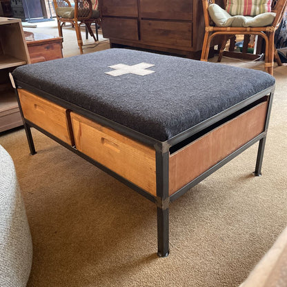 Danish Army Blanket Coffee Table w/ Wine Crate Drawers