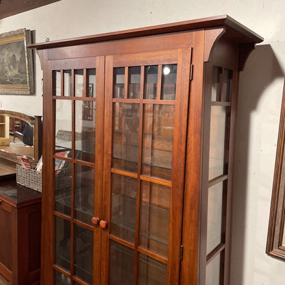 Ethan Allen Paned Glass Two Door Cabinet w/ Lighting