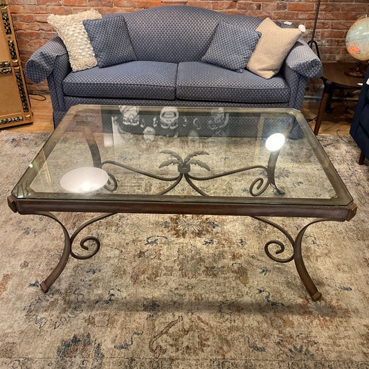 Metal Curved Leg Base Glass Top Oversized Coffee Table C COFFEE TABLES
